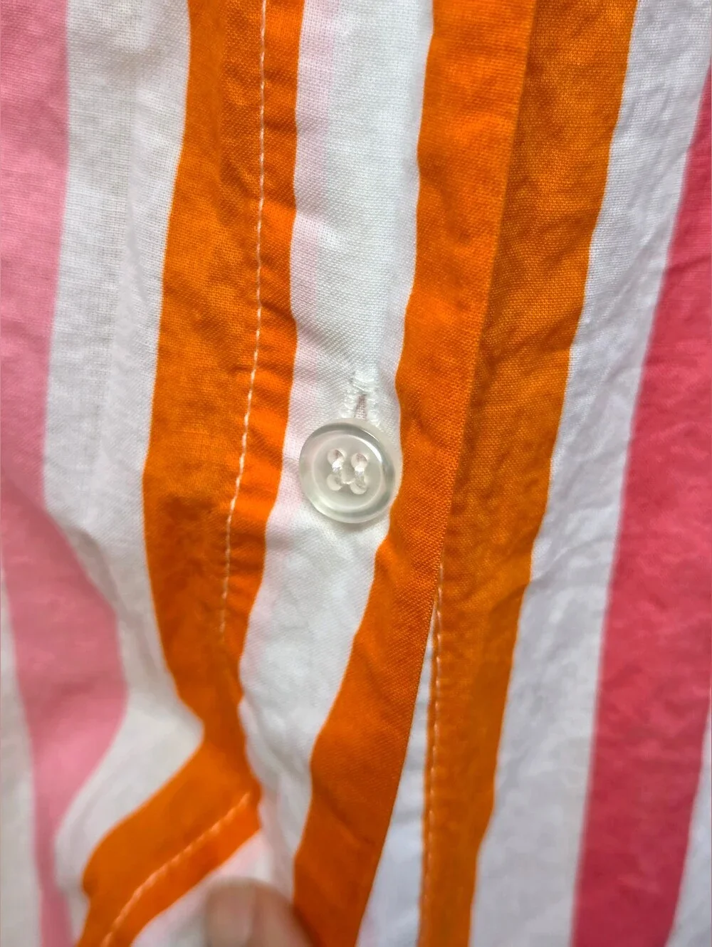 Beach Riot Striped Button Down Shirt Coverup Pink Orange Size L/XL